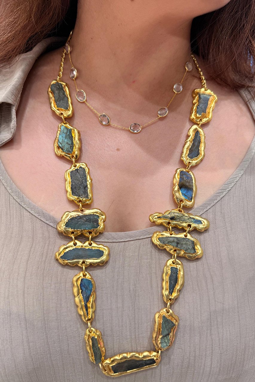 Real Stone Brass Handmade Necklace