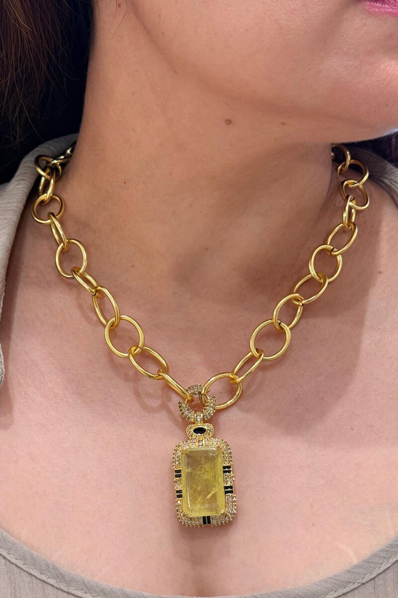 Yellow Sapphire Zircon Pendant Necklace