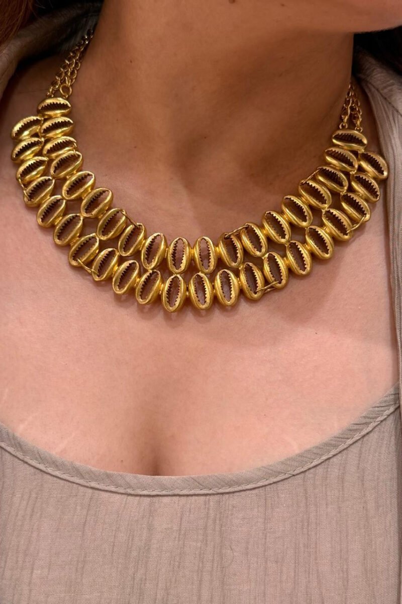 Cowrie Shells Brass Necklace