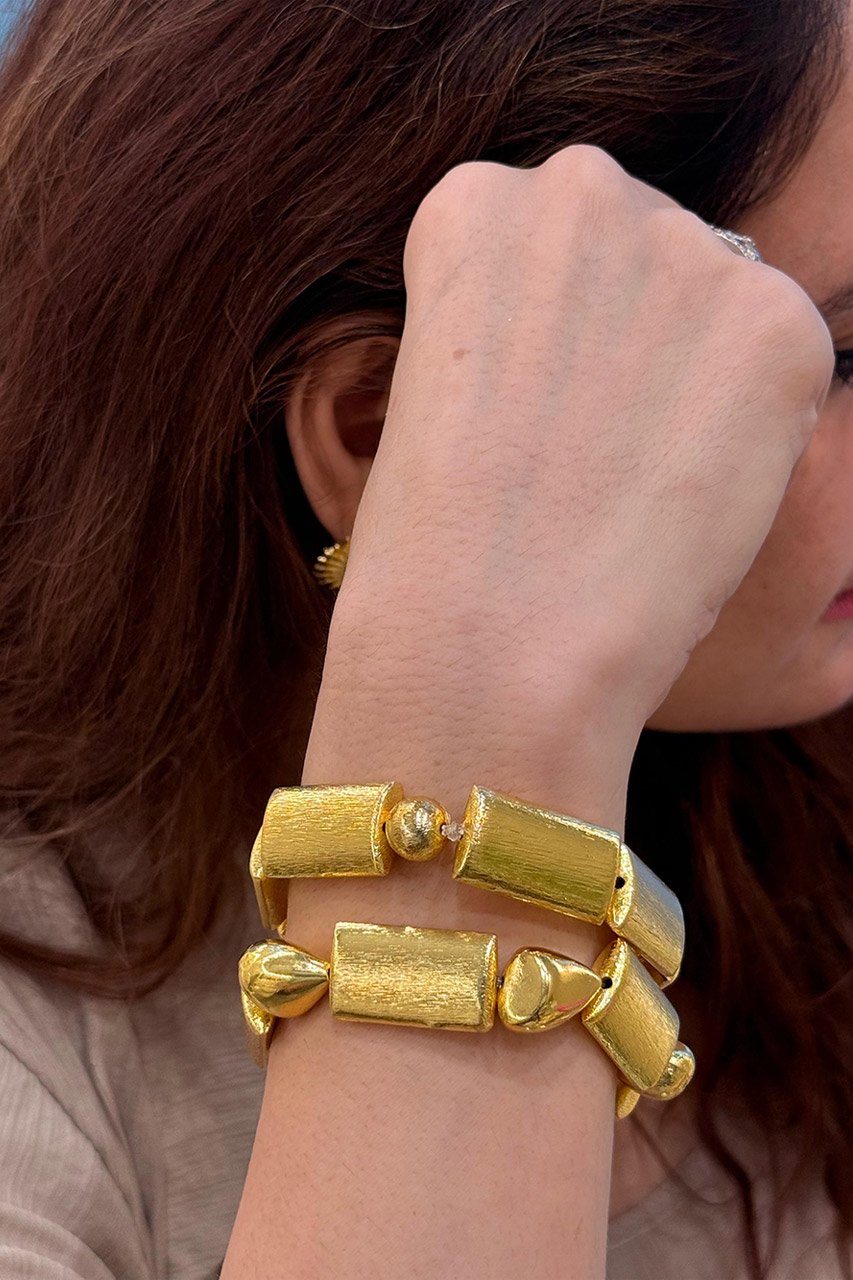 Uneven and Rectangle Brass Bracelets