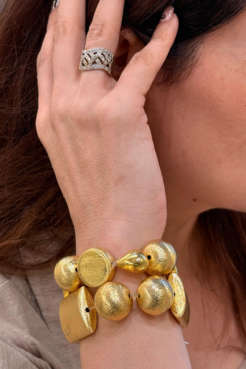 Rectangle Balls Brass Bracelets