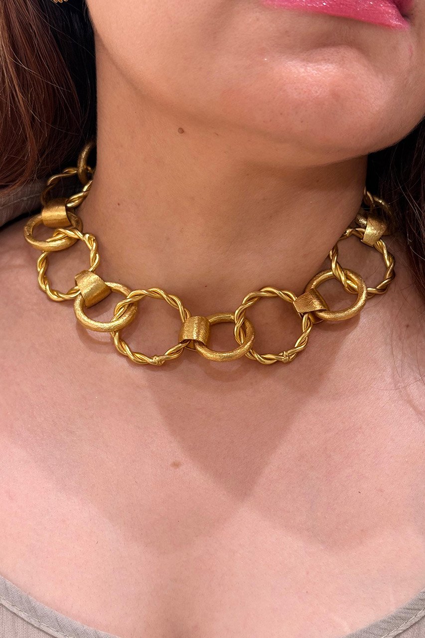 Entangle Hoop Brass Choker Necklace
