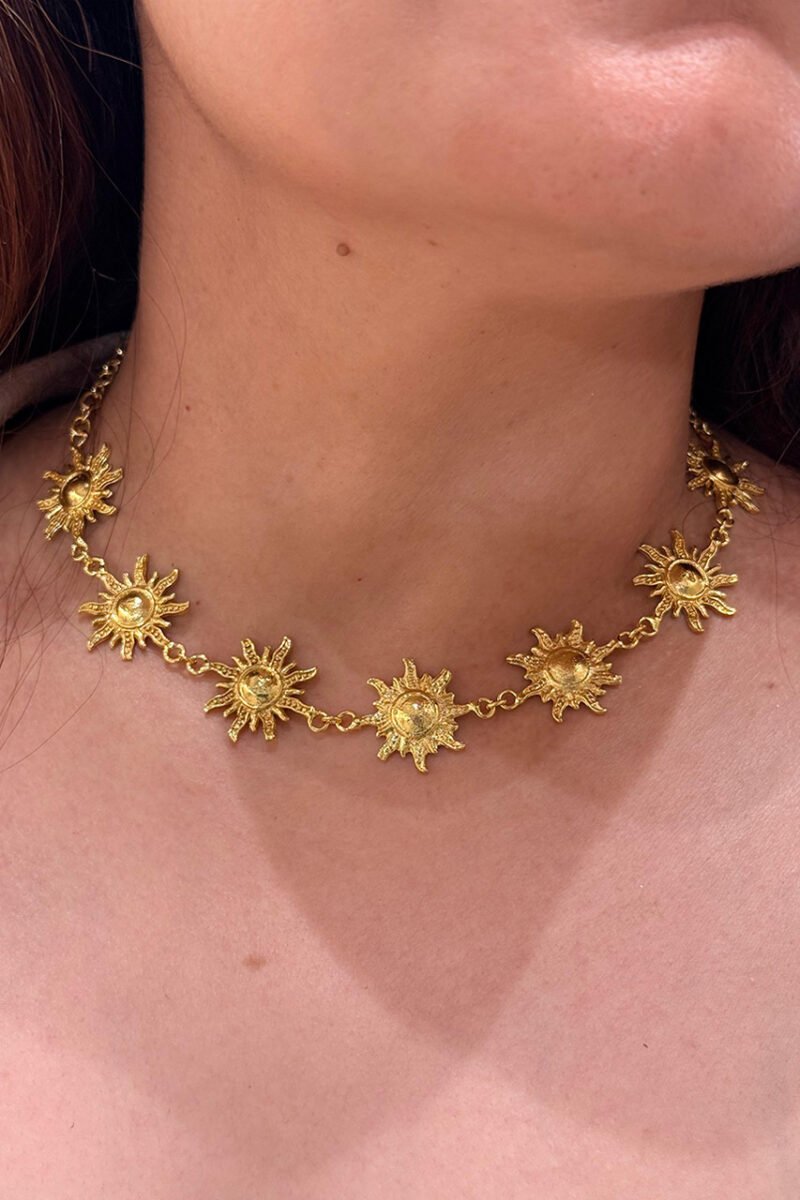 Brass Sun Inspired Choker Necklace