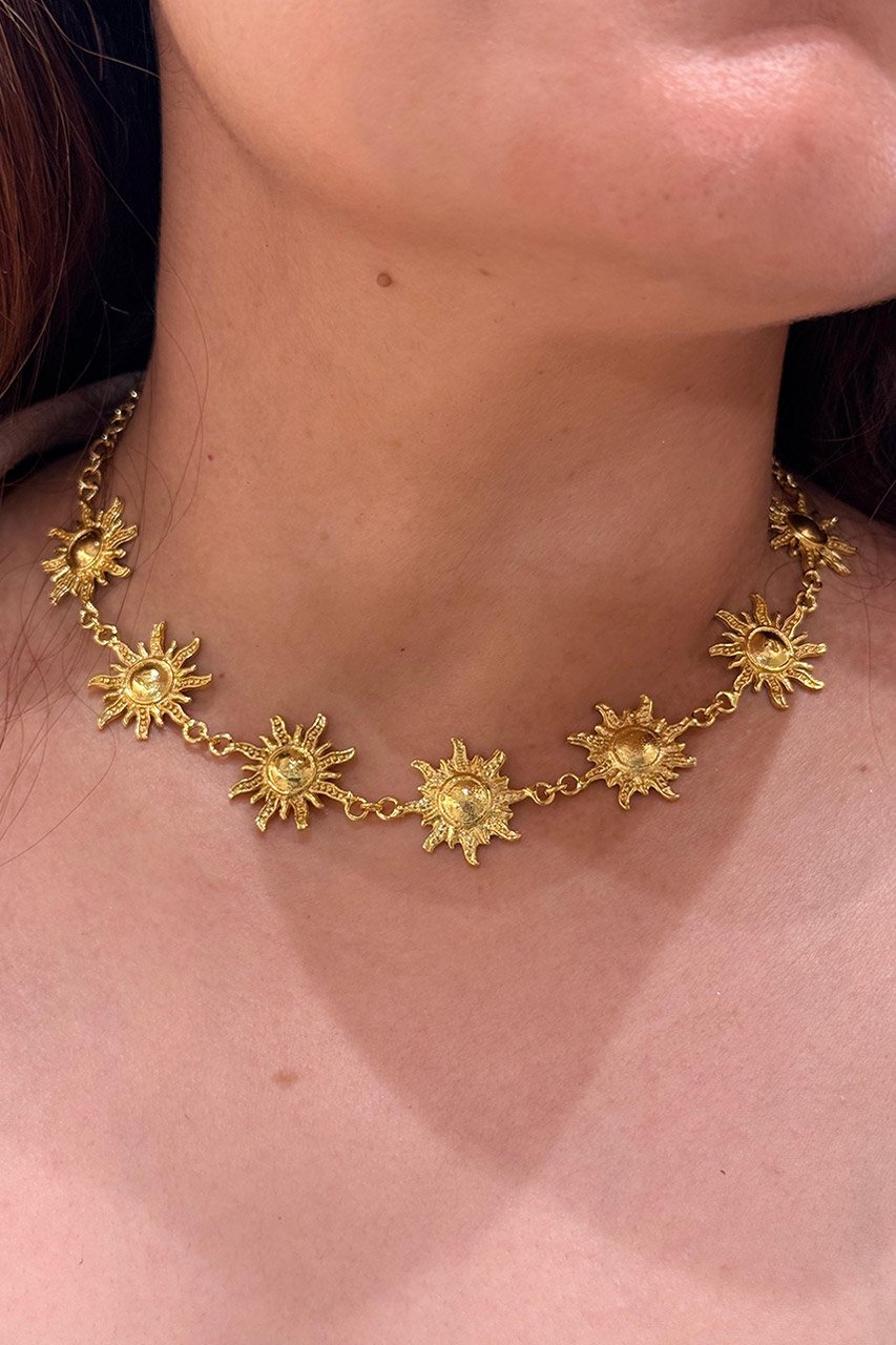 Brass Sun Inspired Choker Necklace