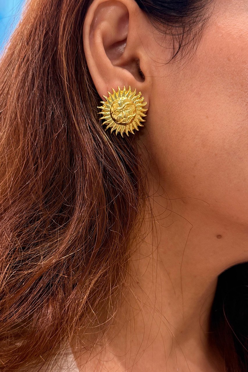 Sun Inspired Brass Earrings