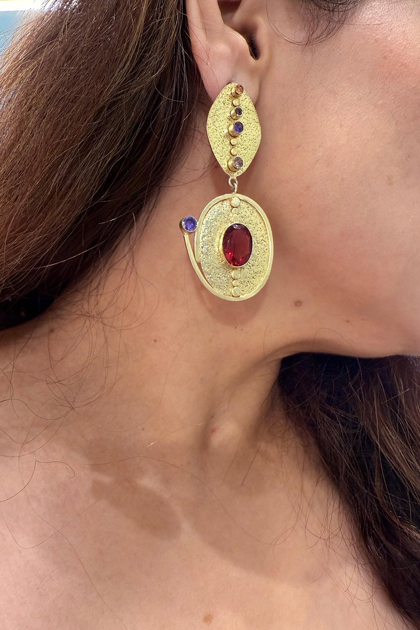 Ruby Multy Stone Danglres