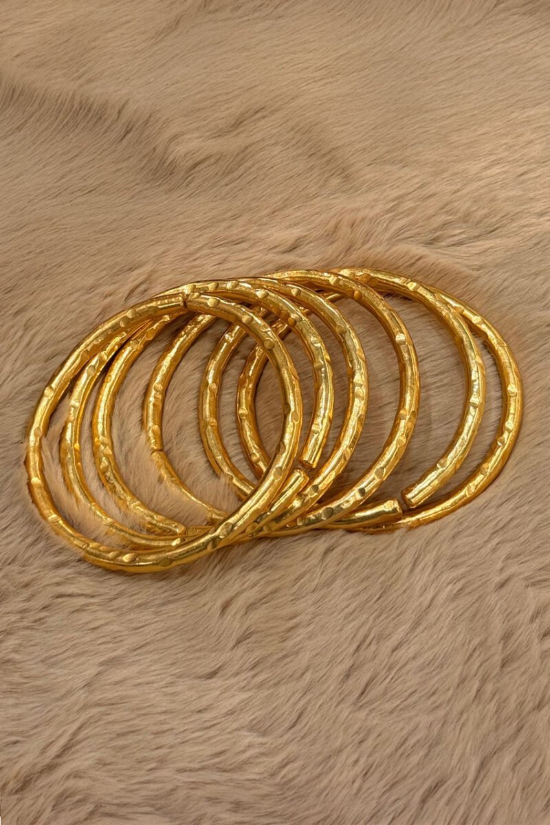 Round Beaten Brass Bangles - Image 2
