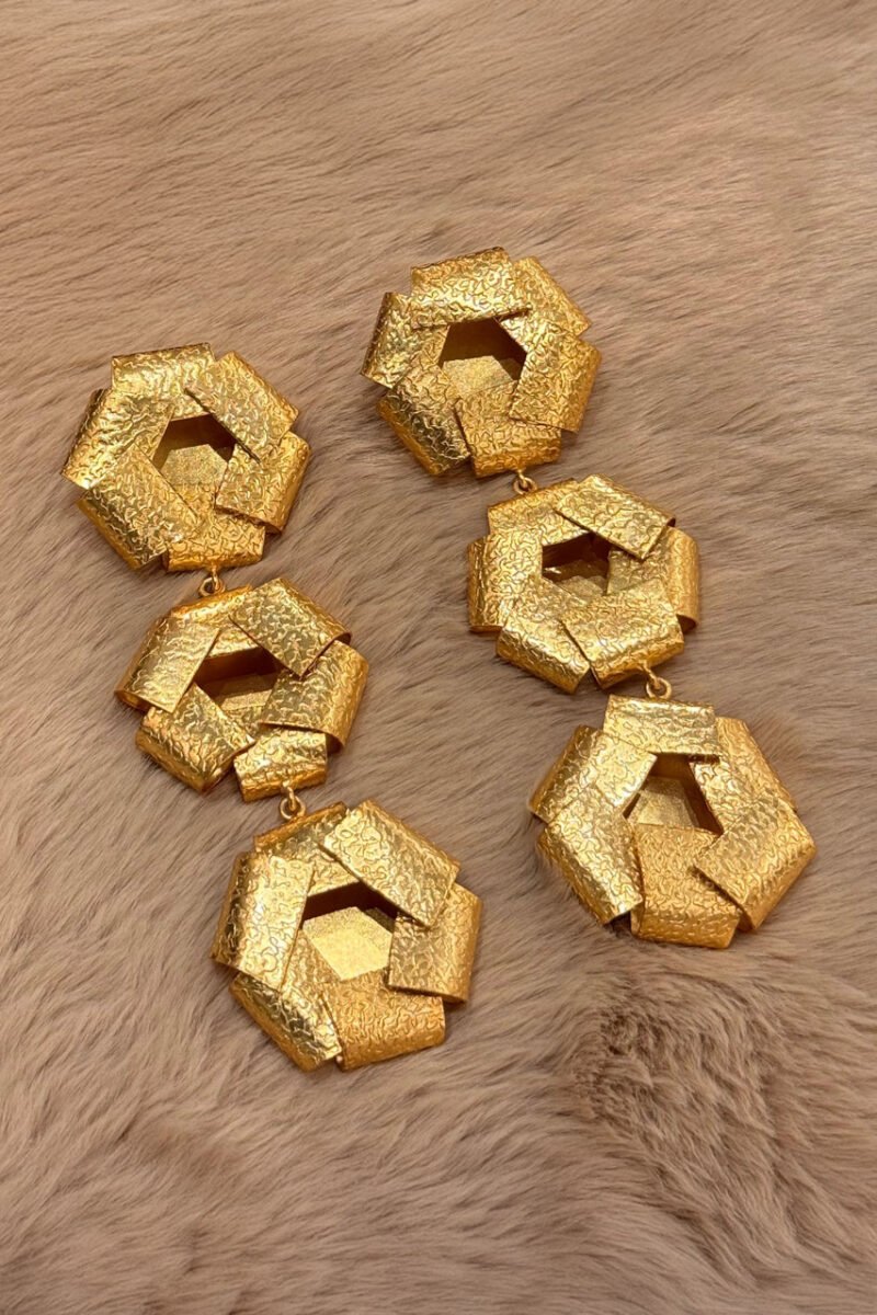 Over Lap Brass Danglers - Image 2