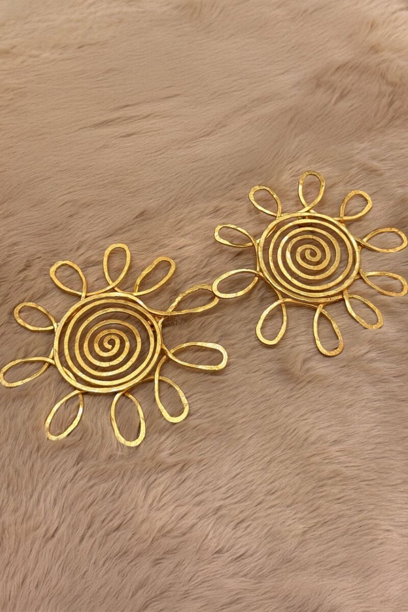 Spiral Flower Gold Platted Earrings - Image 2