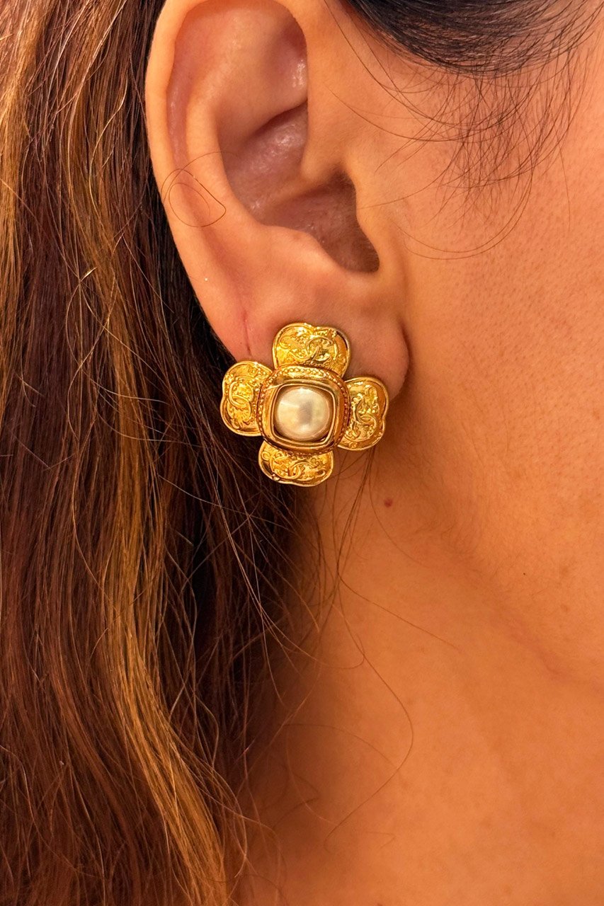 Thea Gold Finish Pearl Studs