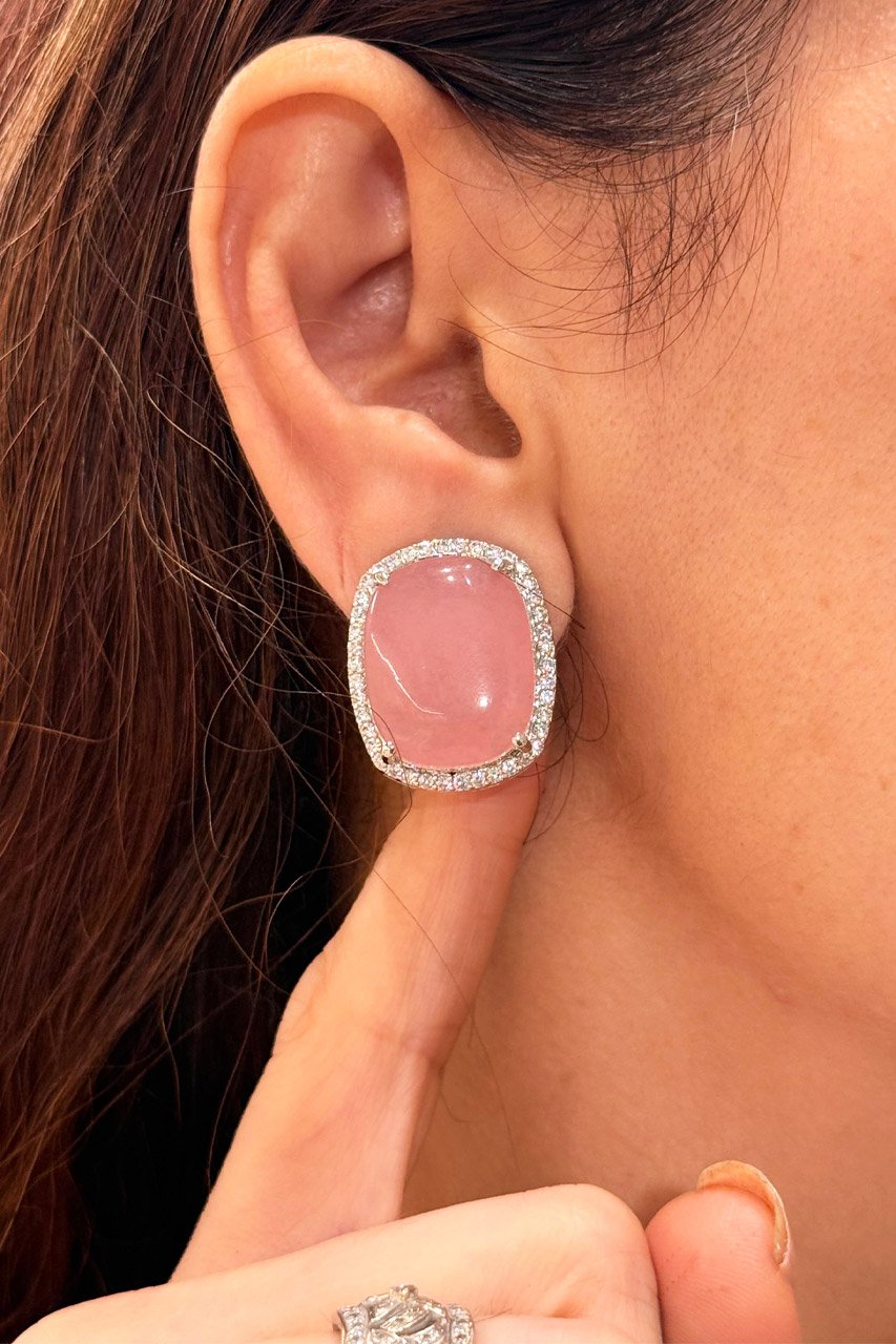 Daisy Pink Quartz Zircon Studs