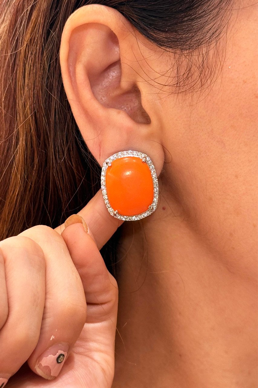 Josephine Dark Coral Zircon Studs
